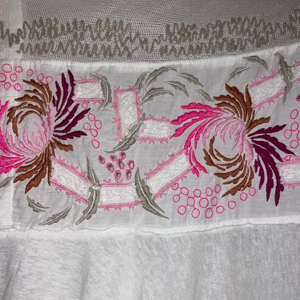 Free People Love Letter Tee Embroidered Sheer Swing top - Picture 5 of 7